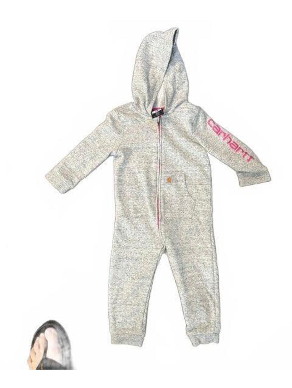 Carhartt Girls' pink front full zip with hood size 18 months